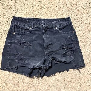American Eagle Black Denim Cut Off Shorts Size 6